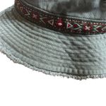 DPC Boonie Bucket Hat Sz M Wide Fringe Brim Olive Green Canvas Tribal Trim Photo 2