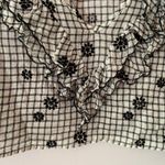 Love Shack Fancy  Blake Cropped Floral Ruffle Blouse Black White Women's size Large Photo 5