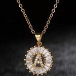 Gold Initial Crystal Sparkly Pendant Necklace A Photo 2