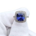 14K 14KT Karat Blue Sapphire White Gold Women’s Ring Sz 6.75 Photo 7