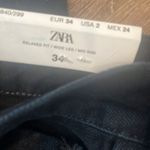 ZARA NWT  Mid Rise Relaxed Fit Straight Leg Indigo Black Jeans size 2 US Photo 5