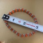 Orange Beaded Bracelet Set, Iridescent Orange & Silver Tone Beads Photo 3