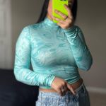 SheIn Light blue Marble print high neck tee T-shirt turtleneck size S Photo 1