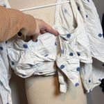 Farm Rio  White crop top Blouse with Blue Floral Accents Photo 2