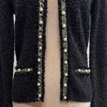 White House | Black Market Black Women’s Tweed Pearl Embellished Sweater Cardigan Size XS Photo 4