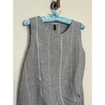 Inizio Large Italian Linen Sleeveless Top Gray White Tank Top Blouse Photo 3
