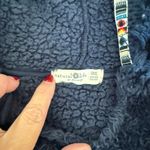 Natural Life  Cozy Fuzzy Poncho Hoodie One Size Blue‎ Aztec Trim Fringed Cozy Photo 2
