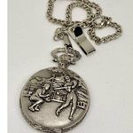 Milan Z Berger Baseball Pocket date Watch quartz analog silver tone running Photo 0