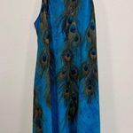 Indigo Soul dress! peacock feather print blue beach cover women’s size medium! Photo 3