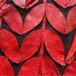 ECHT  Leder Vtg Red Leather cutout Leaves on Netting Jacket Sz M Medium Blazer Photo 6