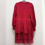 Holiday Red Tier Tulle Party Dress Whimsical Modest Christmas Festive L NWT READ Size L Photo 2