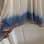 Free People Women’s Small White Blue Metallic Gold Dip Dye Ombré Trapeze Slip Beach Dress Photo 3