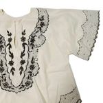 Floral Embroidery Scallop Hem Festive Hippie Bohemian Asian Ethnic Mexican Top Size undefined Photo 4