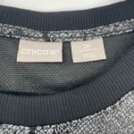 Chico's Women's Snake Skin Print Crew Neck Short Sleeve Jacquard Tee Black Sz 2P Photo 2