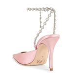 LPA Pink Pearl Rhinestone Strap Pump Heel SIZE 6.5 Satin Formal Cocktail Luxury Photo 1