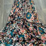 Angie  Floral Boho Maxi Dress Smocked Waist Tie Back Cottagecore Medium Photo 1