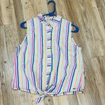 Vineyard Vines White multi color Stripe Tank Top button up collar tie size 10 Photo 5