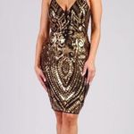 Black/ Gold Holiday Glamor Sequins Plunge V Photo 1