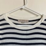 Loft 🌞 Black & White Striped Gray Colorblock Long Sleeve Sweater Photo 4