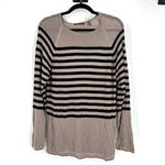 525 America Sweater Striped open knit tunic length black tan XL loose knit long Photo 0