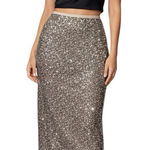 Chico's  Goldtone Sequined Midi Skirt Size 2.5 Photo 0