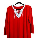 Cuddl Duds Midi Dress Women Medium Orange White Stretch Pullover Photo 1