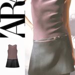 ZARA NWT 2025 collection BLACK/BROWN sleeveless BELTED KNIT MINI DRESS M Photo 4