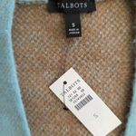 Talbots Bird's Eye Plaid Open Front Long Cardigan NEW Blue Brown Tan School Work Photo 3