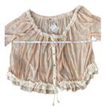 Free People  Perfect Day Gathered Crop Ruffle Top Neutral Combo Size Large - NWT Photo 6