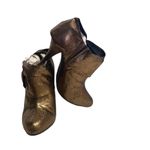 Wet Seal  Women’s Metallic Gold Bow Heel Ankle Booties Size 7.5 Photo 1