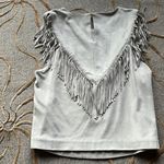ZARA  | Fringe Faux Suede Gray Silver Top XS Photo 3