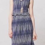 Deletta Anthropologie Janie Jersey Dress Blue Motif White Women’s Medium Photo 2