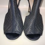 Louise et Cie  Women’s Olivia 2 Leather Navy Blue Cut Out Stacked Stiletto Heels Photo 2