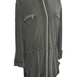 Chico's Chico’s Travelers Olive Slinky Knit Zip Jacket Drawstring Waist Size 2 Large Photo 1