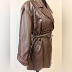 Spiegel Vintage Together Genuine Leather Short Trench Coat Brown Size Medium Photo 2