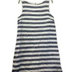 Beach Lunch Lounge Dress M Blue Striped Linen Sleeveless Beach Nautical Preppy Photo 0