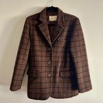 Brown Plaid Women's Blazer Jacket Size M Photo 0