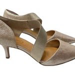 Corso Como "Denise" Gold Shimmer Leather/Textile Stretch Strap Pointed Toe Heels Photo 0