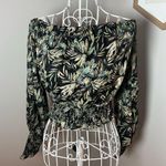 Elliatt  Tropical Leaf Floral Print Long Sleeve Off The Shoulder Crop Top Size S Photo 0