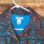 Fiona Woof Metallic Brown Blue Lace Blazer Jacket Women's Size 6 Photo 1