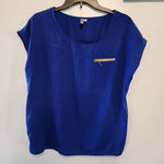 Kut From The Kloth  Size L Blue Short Sleeve Blouse Photo 0