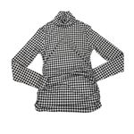 Boston Proper  Black White Houndstooth Ruched Side Turtleneck Shirt Size XS Photo 1