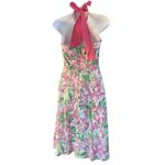 Lilly Pulitzer  Silk Vintage Label Halter Dress Floral Pink Cottagecore Women‎ 8 Photo 1