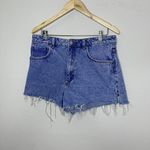 ZARA Women's High Rise Cut Off Denim Shorts Light Blue Frayed Hem Pockets Sz 12 Photo 2