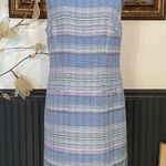 Talbots  Blue Striped Tweed Lined Sleeveless Shift Sleeveless - Sz 10 💚🎀 Photo 1