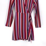 Reformation  Gjelina Luisa Stripe V-Neck Wrap Mini Dress Pink Purple S Photo 2