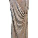 Ralph Lauren Lauren  Gold Shimmer Lined Ruched Cocktail Dress 8 Textured Holiday Photo 0