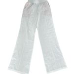 Nicole Miller White Linen Wide Leg Pants Elastic Waist size Medium Photo 3