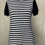 St. John  Sport Striped Short‎ Sleeve Sweater in Black & White Size US XS Photo 2