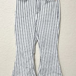 Judy Blue  Women's Pin Striped Super Flare Jeans Raw Hem Blue White Size 15/32 Photo 0